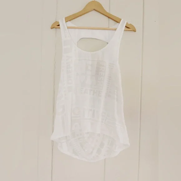 Lululemon Next To Nothing Tank Exploded Manifesto Pop Block Burnout White Sz 8 - Picture 3 of 7